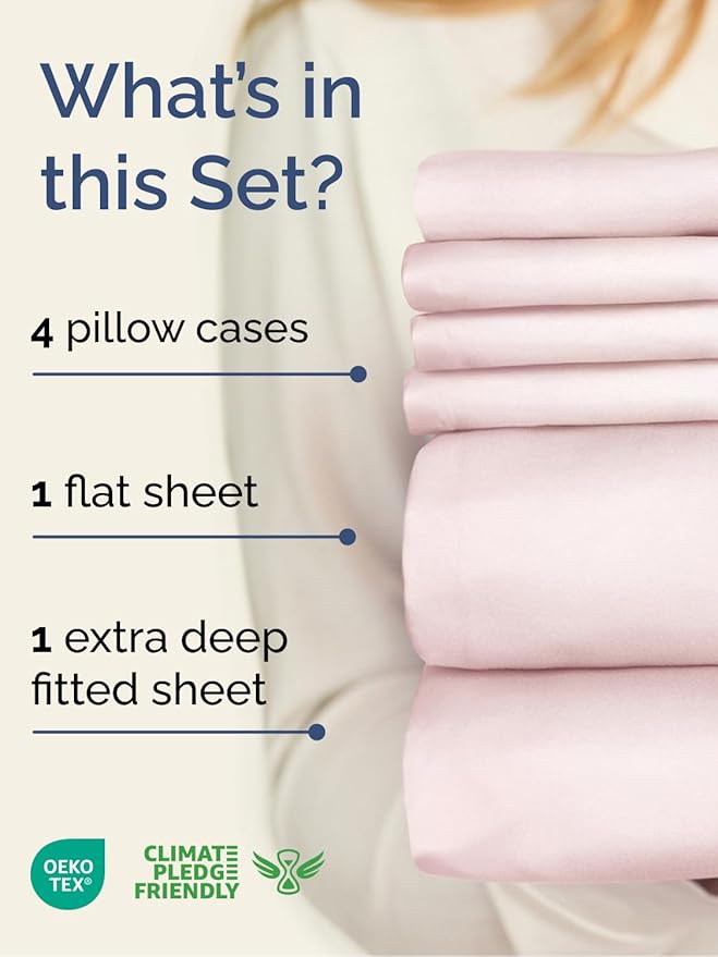 Extra Deep Cal King Sheet Set - 6 Piece Breathable & Cooling Sheets - Hotel Luxury Bed Sheets Set - Easy Fit - Soft, Wrinkle Free & Comfy Sheets Set - Lavender Pink Sheet Set with Extra Deep Pockets