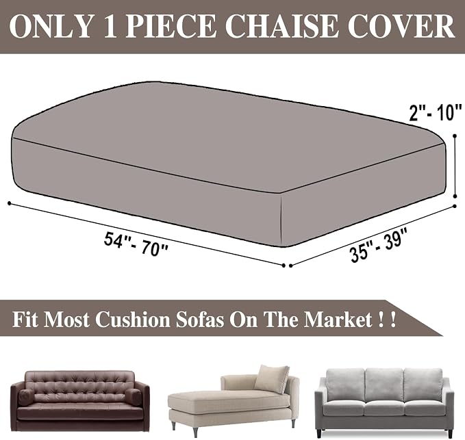 LA MEACK Couch Cushion Cover Chaise Lounge Cover Washable Separate Seat Chaise - Image 6