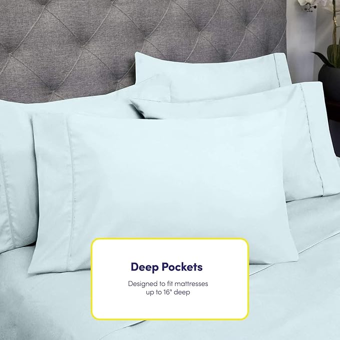 King Size Bed Sheets - 6 Piece 1500 Supreme Collection Fine Brushed Microfiber Deep Pocket King Sheet Set Bedding - 2 Extra Pillow Cases, Great Value, King, Aqua