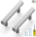 Ravinte Brushed Nickel Cabinet Handles 20 Pack 2-1/2 inch Satin Nickel Square Cabinet Pulls Silver Hardware for Kitchen Cabinets 4 inch Overall Length Stainless Steel Drawer Pulls