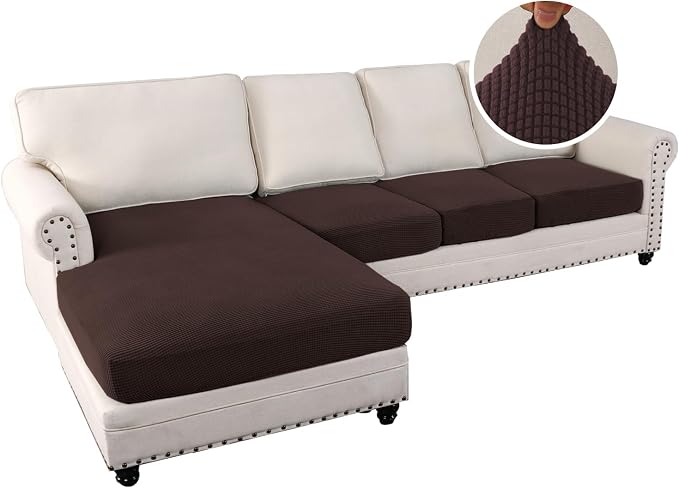 H.VERSAILTEX Sectional Couch Covers 4 Pieces Sofa Seat Cushion Covers L Shape - Image 2