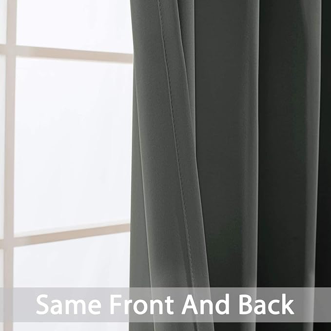 Yakamok Dark Grey Room Darkening Curtains 84 inch Sliding Door Drapes | 1 - Image 4