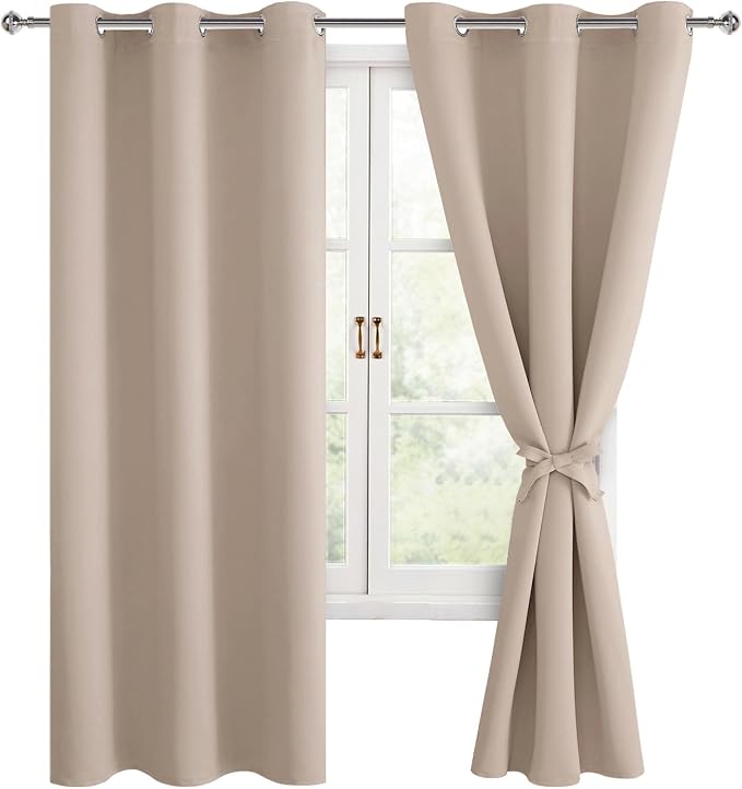 Blackout Curtains for Bedroom, 42 x 72 Inches Long, 2 Panels | Thermal by Hiasan