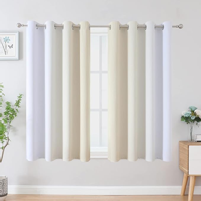 Beige and Greyish White Ombre Blackout Curtains - Image 2