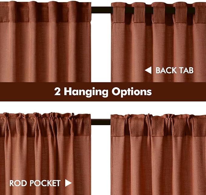 MIULEE Burnt Orange Fall Kitchen Curtain 30 Inches Long 2 Panels Farmhouse | - Image 4