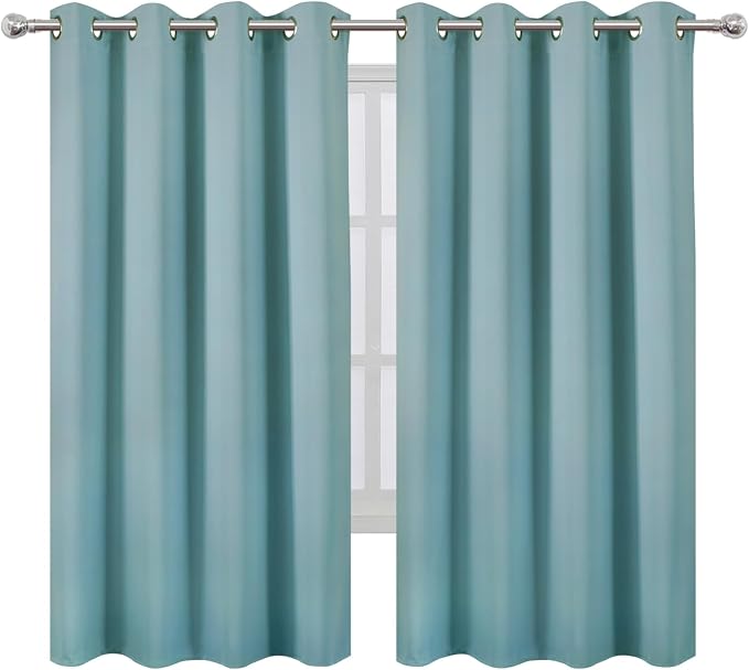 Stone Blue Blackout Curtains 66 x 63 Inch Length/Set of 2 Curtain - Image 2