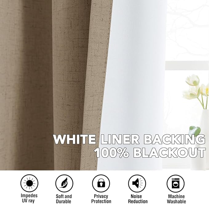 H.VERSAILTEX Linen Blend Curtains 100% Blackout Curtains - Image 6