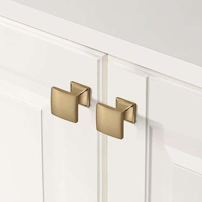 khtumeware 2-Pack 3-Inch Cabinet Handles - Brushed Brass & Gold Drawer Pulls, Cabinet Hardware