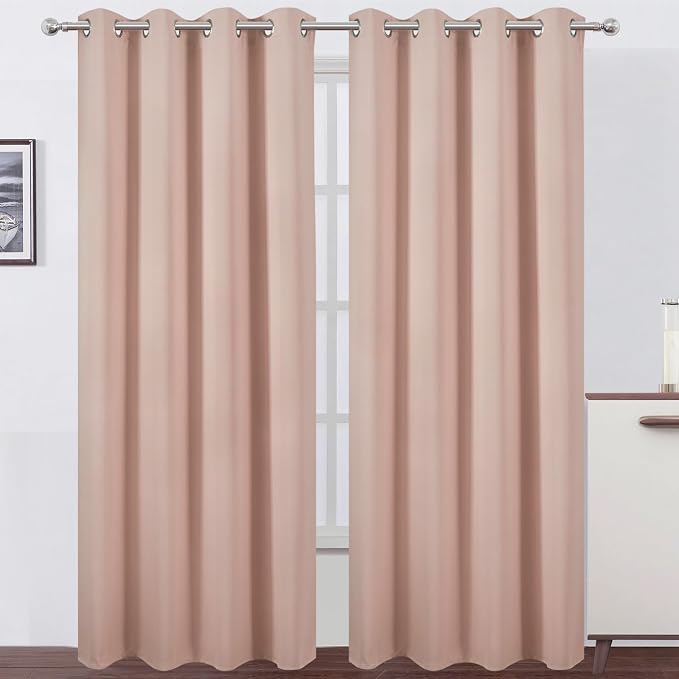 Blackout Curtains 52 x 108 inch/Blush Curtains Set of 2 Panels/Thermal by Lemomo