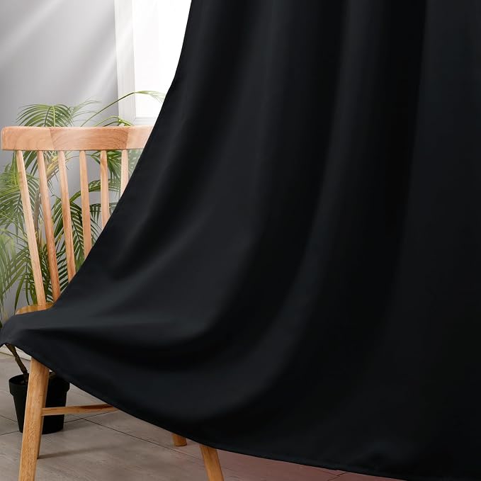 RV Blackout Curtains for Bedroom 52 x 30 Inches Long Black 2 Panels | Thermal - Image 9