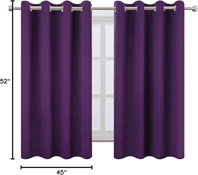 Purple Blackout Curtains/52 x 45 Inch Length Kids Curtains/Set of 2 Panels - Image 9
