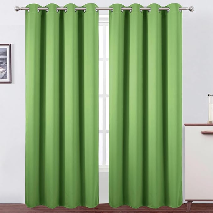 Blackout Curtains 52 x 90 Inch Long Light Green Curtains Set of 2 Panels Room by Lemomo