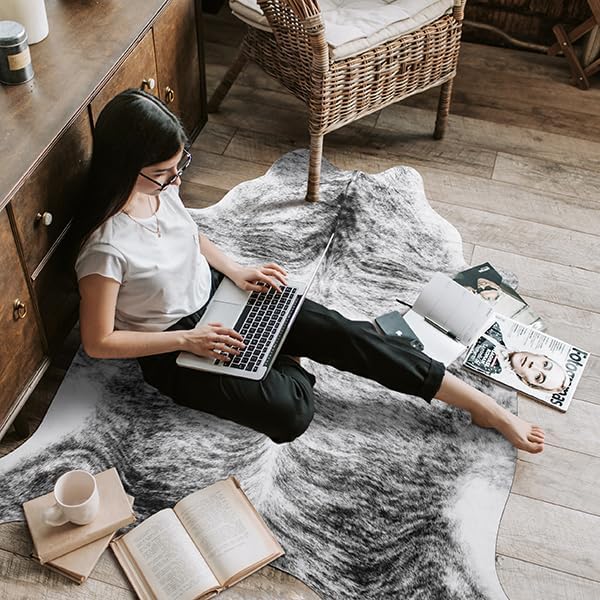 8x10 Faux Cowhide Area Rug for Living Room Animal Skin Rug, Cool Western - Image 8