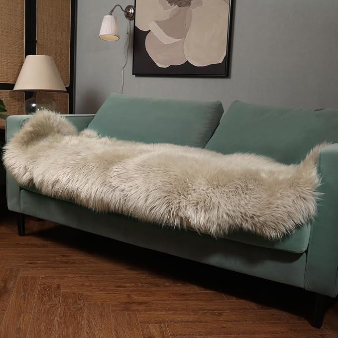 IRIWOOL Premium Genuine Fur Sheepskin Rug Real Australia Sheepskin Natural by IRIWOOL