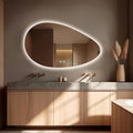 Niccy Irregular LED Bathroom Mirror with Lights, 24"x40" Asymmetrical Backlit-Mirror for Wall Mounted, Bathroom Vanity Mirrors with Memory, Dimmable, 3 Colors, Anti-Fog, IP65 Waterproof