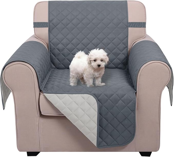U-NICE HOME Reversible Recliner Chair Covers, Dark Blue/Light Grey | by U-NICEHOME