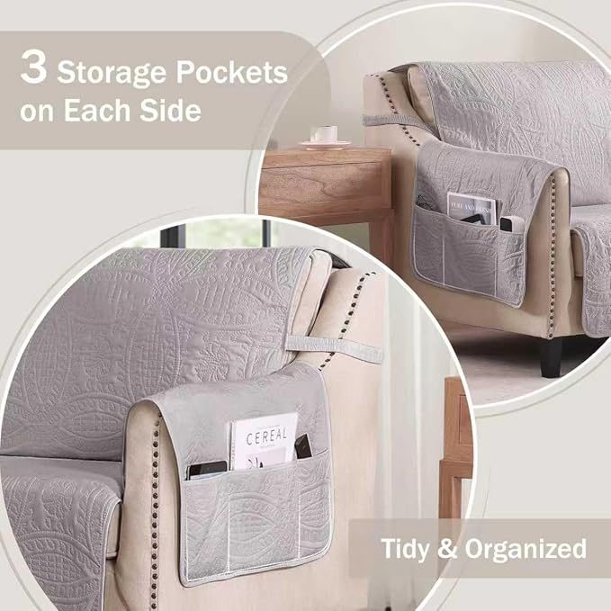 Purple Loveseat Covers for 2 Cushion Couch, Water-Repellent Covers for Love Seat - Image 4