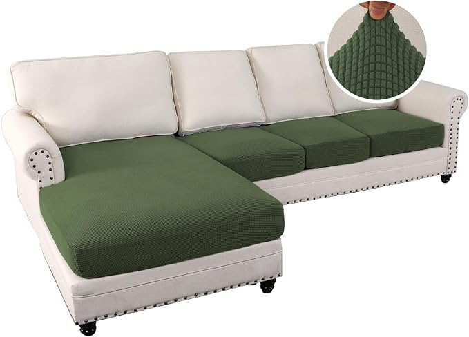 H.VERSAILTEX Sectional Couch Covers 4 Pieces Sofa Seat Cushion Covers L Shape - Image 2