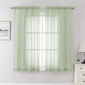 Light Green Sheer Curtains 63 Inch Length 2 Panels Set, Elegant Voile Curtains by Lecloud