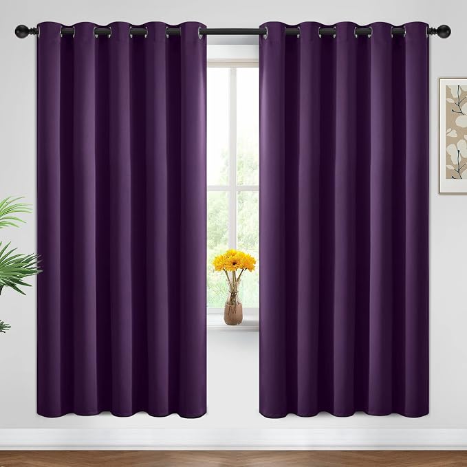 Yakamok Room Darkening Curtains 62x72 inch Length Purple-Living Room | 2 panels by Yakamok