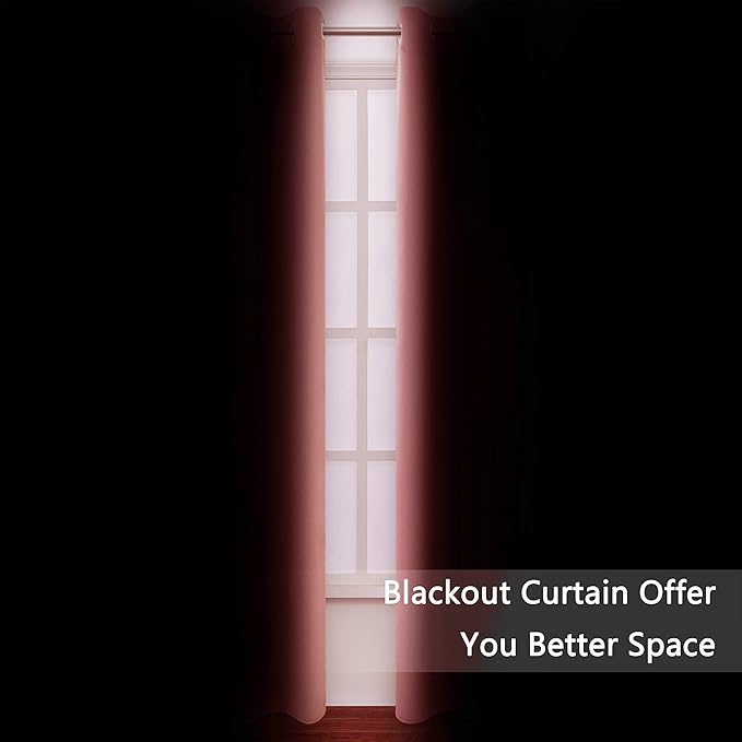 Blackout Curtains 38 x 84 inch/Coral Curtains Set of 2 Panels/Thermal Insulated - Image 3
