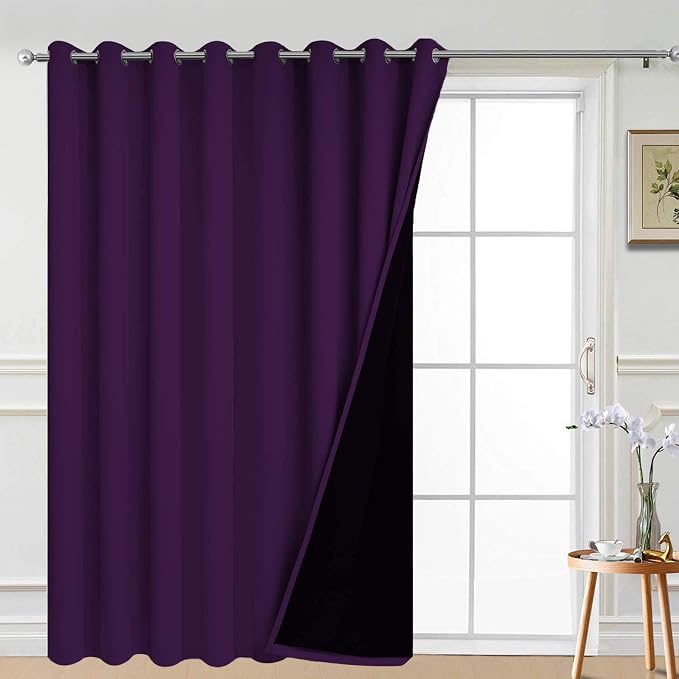 Yakamok Purple 100% Blackout Patio Door Curtain Panels W100 x L96, 1 Panel | by Yakamok