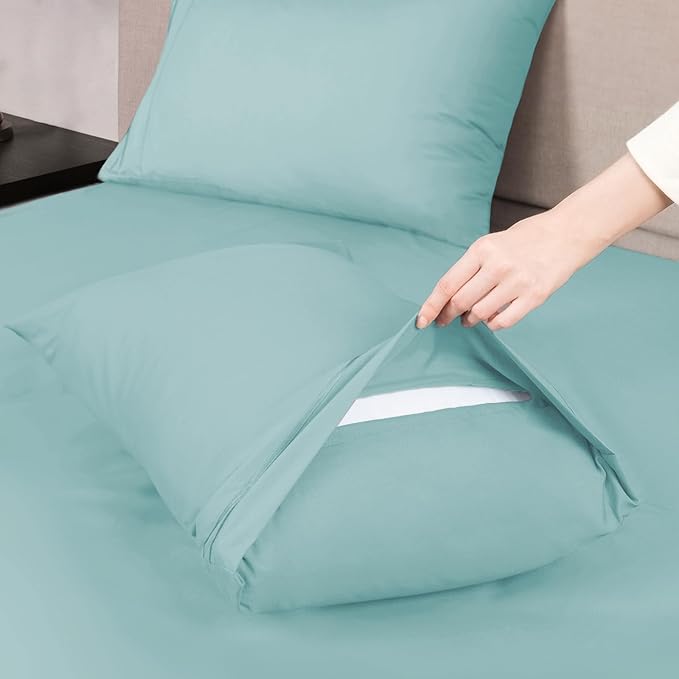 Mejoroom Twin XL Sheet Set - Hotel Luxury Microfiber Sheet & Pillowcase Sets Fits College Dorm Room Mattress - Soft, Breathable, Wrinkle & Fade Resistant - 3 Piece (Grayish Green)
