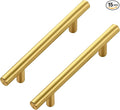 JOY DECOR 15 Pack Cabinet Handles, Gold Cabinet Pulls, 3-3/4 in Hole Center Kitchen Cabinet Handles, Stainless Steel T Bar Handles for Dresser Drawers