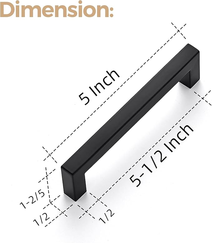 Ravinte 20 Pack 5 Inch Kitchen Square Cabinet Handles Matte Black Pulls Black Drawer Pulls Kitchen Cabinet Hardware Handles