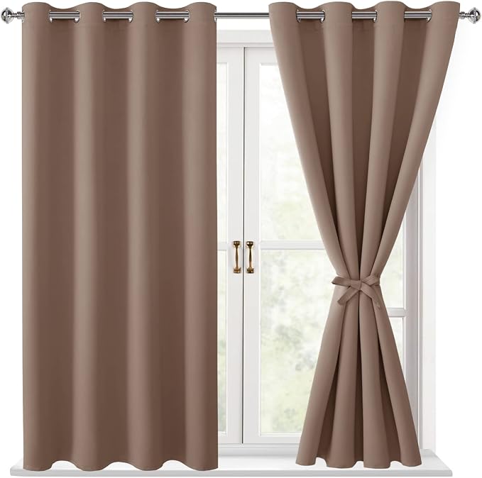 Blackout Curtains for Bedroom, 52 x 54 Inches Long, Cappuccino | Thermal by Hiasan