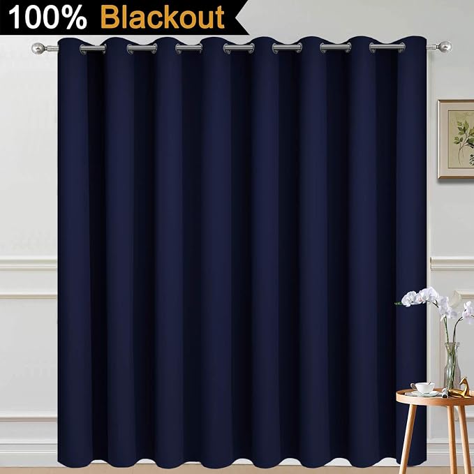 Yakamok Navy Blue Blackout Patio Door Curtain Panels W100 x L84, 1 Panel | - Image 2