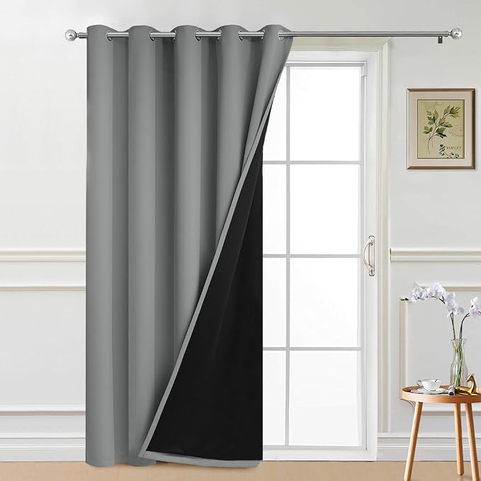 Yakamok Dove Grey Blackout Patio Door Curtain Panels W70 x L84, 1 Panel | Noise by Yakamok