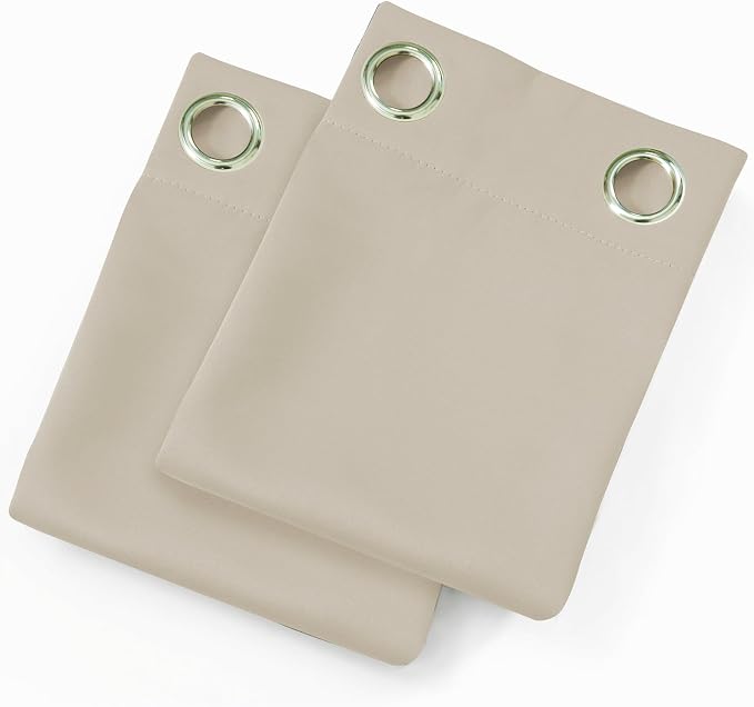 Blackout Curtains 52 x 90 Inch Long Light Beige Curtains Set of 2 Panels Room - Image 9