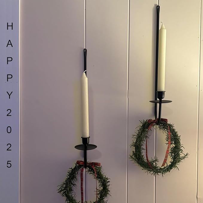 Wall Candle Holder Set of 4, Modern Candle Sconces Wall Mount Metal Holders Hanging Candle Pillar Holder for Living Room, Wedding, Farmhouse, Fireplace, Matte Black
