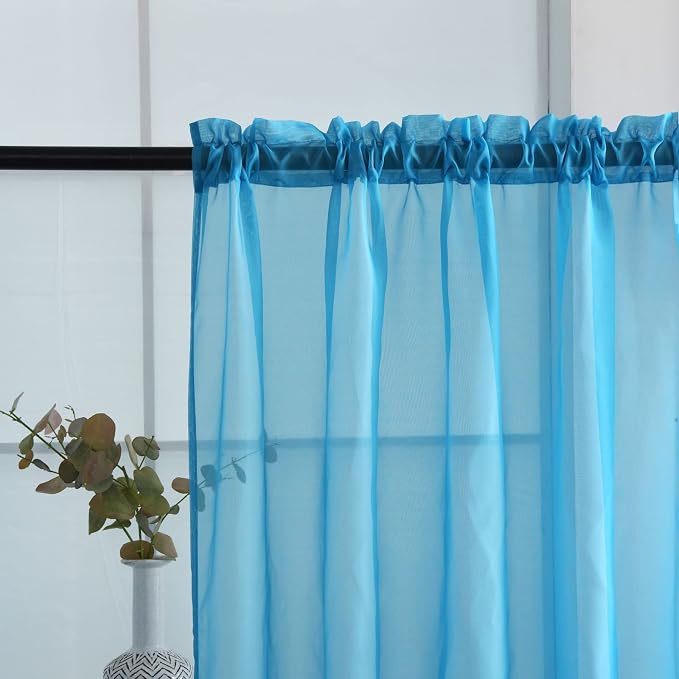 SpaceDresser Sheer Voile Window Treatment Rod Pocket Curtain Panels - Image 4