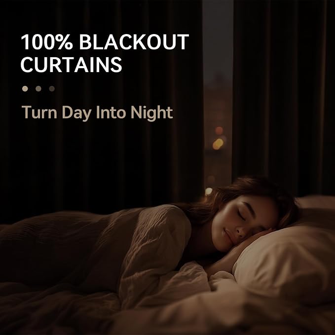 Linen Textured Total Blackout Sliding Door Curtain 108 Inch Long Blush Pink | - Image 2