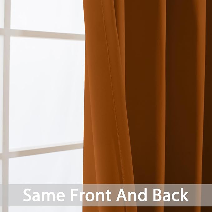 Yakamok Burnt Orange Room Darkening Curtains 84 inch Sliding Door Drapes | 1 - Image 4