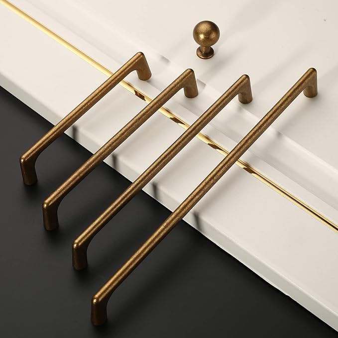 Amerdeco 10 Pack Antique Brass Cabinet Pulls 7.5 Inch(192MM) Hole Centers Kitchen Vintage Retro Cabinet Handles Hardware Kitchen Handles for Cabinets Cupboard Handles Drawer Pulls ZH0041
