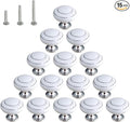 HUAMULAN 15 Pack Ceramic Knob Simple Dresser Kitchen Round Cabinet Pulls,Zinc Alloy Base Cupboard Wardrobe Drawer Door Handles,3 Size Screws