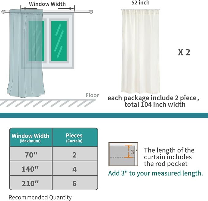 BGment Linen Sheer Curtains 96 Inches Long - Image 9