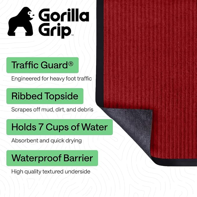 GORILLA GRIP Waterproof Traffic Guard Door Mat, Indoor Outdoor Heavy Duty - Image 2