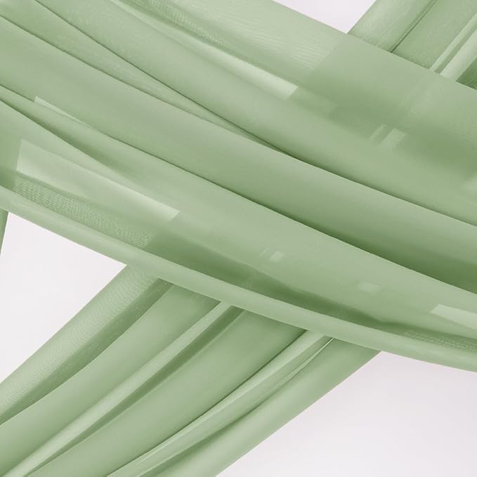 Socomi Wedding Arch Draping Fabric 3 Panels 29" x 19Ft Sage Green Sheer Chiffon Curtain Drapes 6 Yards for Wedding Ceremony Birthday Party Decoration