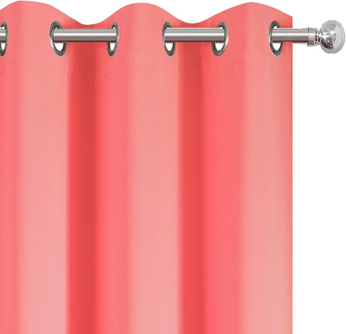 Blackout Curtains 52 x 90 Inch Long Coral Curtains Set of 2 Panels Room - Image 6