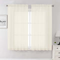 Cream Sheer Curtains 63 Inch Length 2 Panels, Rod Pocket Light Filtering by Lecloud
