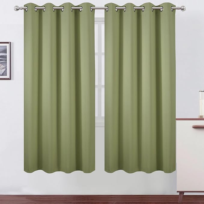 Sage Green Thermal Blackout Curtains/52 x 72 Inch/Set of 2 Panels Room by Lemomo