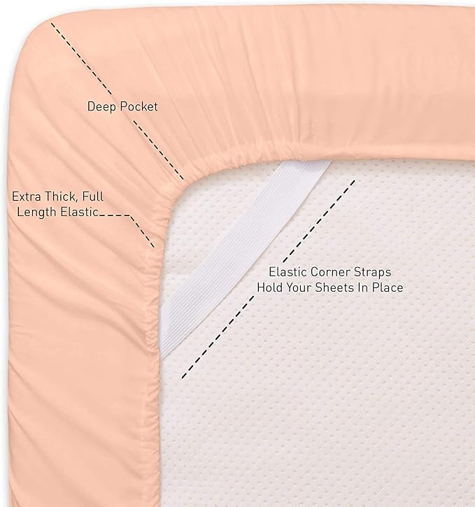 Split King Size Bed Sheets - 6 Piece 1500 Supreme Collection Fine Brushed Microfiber Deep Pocket Split King Sheet Set Bedding - 2 Extra Pillow Cases, Great Value, Split King, Peach