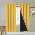 Yakamok Mustard Yellow Blackout Curtains Panels 72 Inches Long, 2 Thick Layers by Yakamok