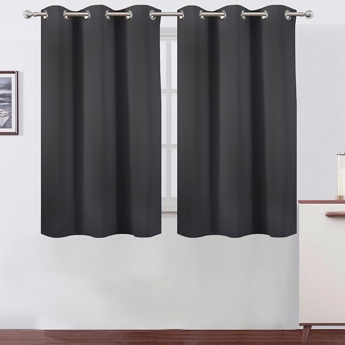 Dark Grey Blackout Curtains/38 x 54 Inch/Set of Two Panels Grommet Living Room by Lemomo