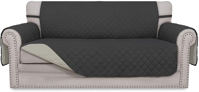 Easy-Going Reversible Couch Cover, 2 Cushion Sofa, Darkgray/Beige | Oversized by Easy-Going
