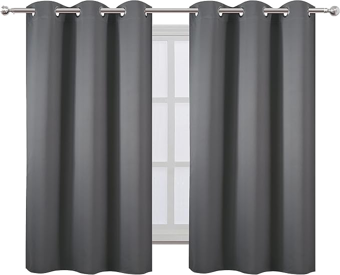 Grey Thermal Blackout Curtains/38 x 54 Inch/Set of 2 Panels Room Darkening - Image 2